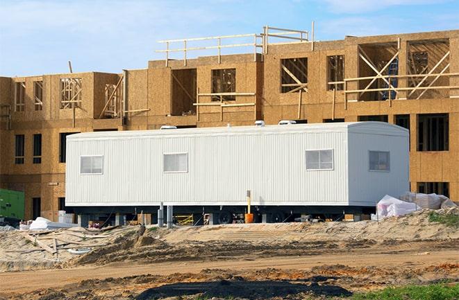 construction office trailers for rent at a building site in Hollywood